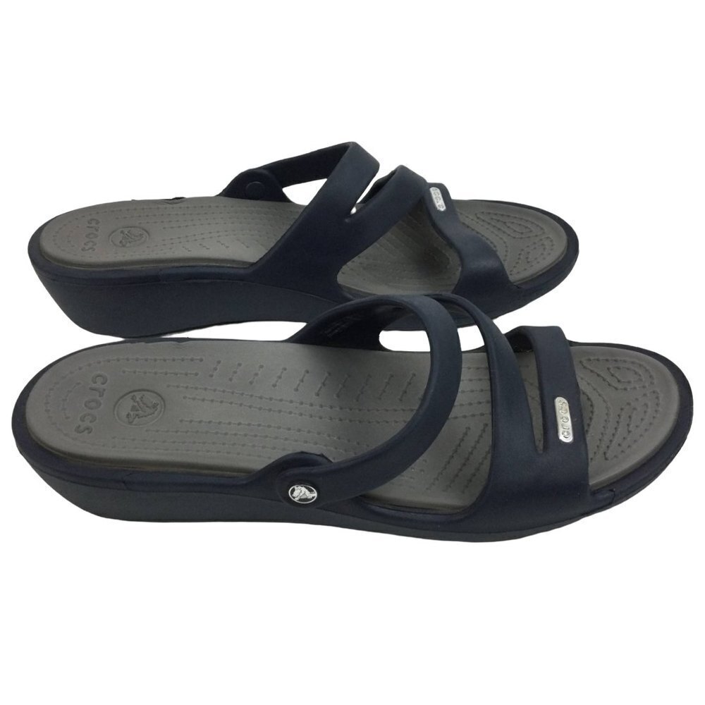 Crocs Patricia Wedge Slide Comfort Sandals Womens Blue Size 11